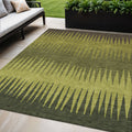 5 X 8 Olive Green Dark Green And Brown Striped Washable Indoor Outdoor Area Rug