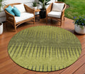 8 Olive Green And Dark Green Round Striped Washable Indoor Outdoor Area Rug