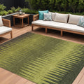 8 X 10 Olive Green Dark Green And Brown Striped Washable Indoor Outdoor Area Rug