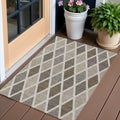 3 X 5 Beige Gray And Brown Geometric Washable Indoor Outdoor Area Rug