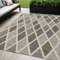 5 X 8 Beige Gray And Brown Geometric Washable Indoor Outdoor Area Rug