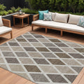 10 X 14 Beige Gray And Brown Geometric Washable Indoor Outdoor Area Rug