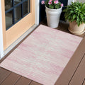 3 X 5 Pink And Gray Striped Washable Indoor Outdoor Area Rug
