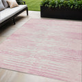 5 X 8 Pink And Gray Striped Washable Indoor Outdoor Area Rug