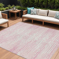 8 X 10 Pink And Gray Striped Washable Indoor Outdoor Area Rug