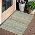 3 X 5 Beige Brown And Gray Striped Washable Indoor Outdoor Area Rug