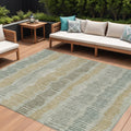 8 X 10 Beige Brown And Gray Striped Washable Indoor Outdoor Area Rug