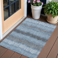 3 X 5 Blue Black And Gray Striped Washable Indoor Outdoor Area Rug