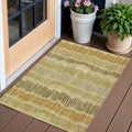 3 X 5 Gold Brown And Gray Striped Washable Indoor Outdoor Area Rug