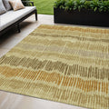 5 X 8 Gold Brown And Gray Striped Washable Indoor Outdoor Area Rug