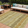 10 X 14 Gold Brown And Gray Striped Washable Indoor Outdoor Area Rug