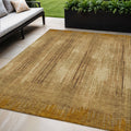 5 X 8 Copper And Brown Striped Washable Indoor Outdoor Area Rug