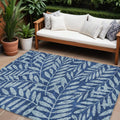 8 X 10 Navy Blue And Light Blue Floral Washable Indoor Outdoor Area Rug