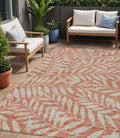 5 X 8 Salmon And Gray Floral Washable Indoor Outdoor Area Rug
