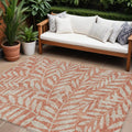 10 X 14 Salmon And Gray Floral Washable Indoor Outdoor Area Rug