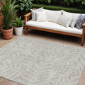 9 X 12 Taupe And Beige Floral Washable Indoor Outdoor Area Rug
