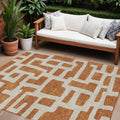 9 X 12 Terra Cotta And Gray Abstract Washable Indoor Outdoor Area Rug