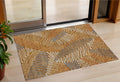 3 X 5 Orange Beige And Gray Floral Washable Indoor Outdoor Area Rug