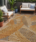 5 X 8 Orange Beige And Gray Floral Washable Indoor Outdoor Area Rug