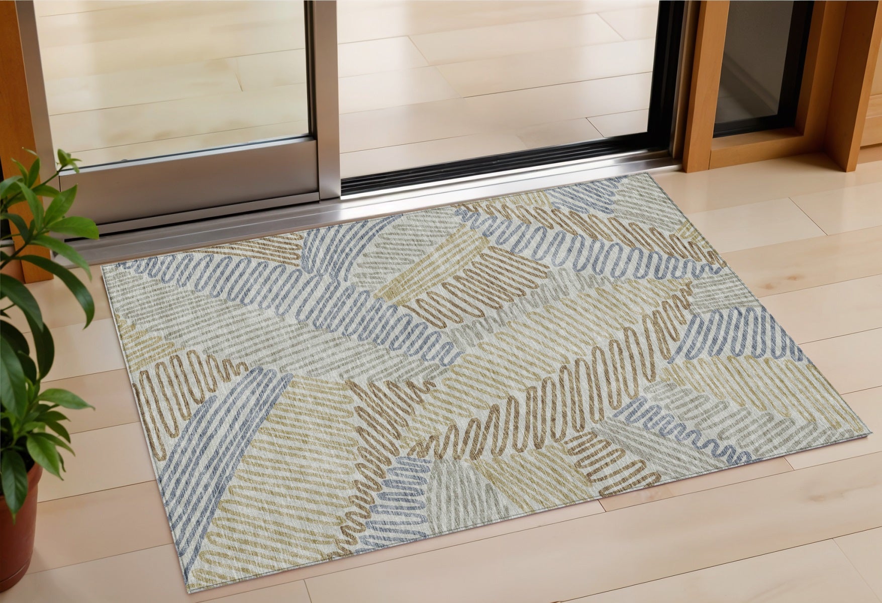 3 X 5 Taupe Gray And Beige Floral Washable Indoor Outdoor Area Rug
