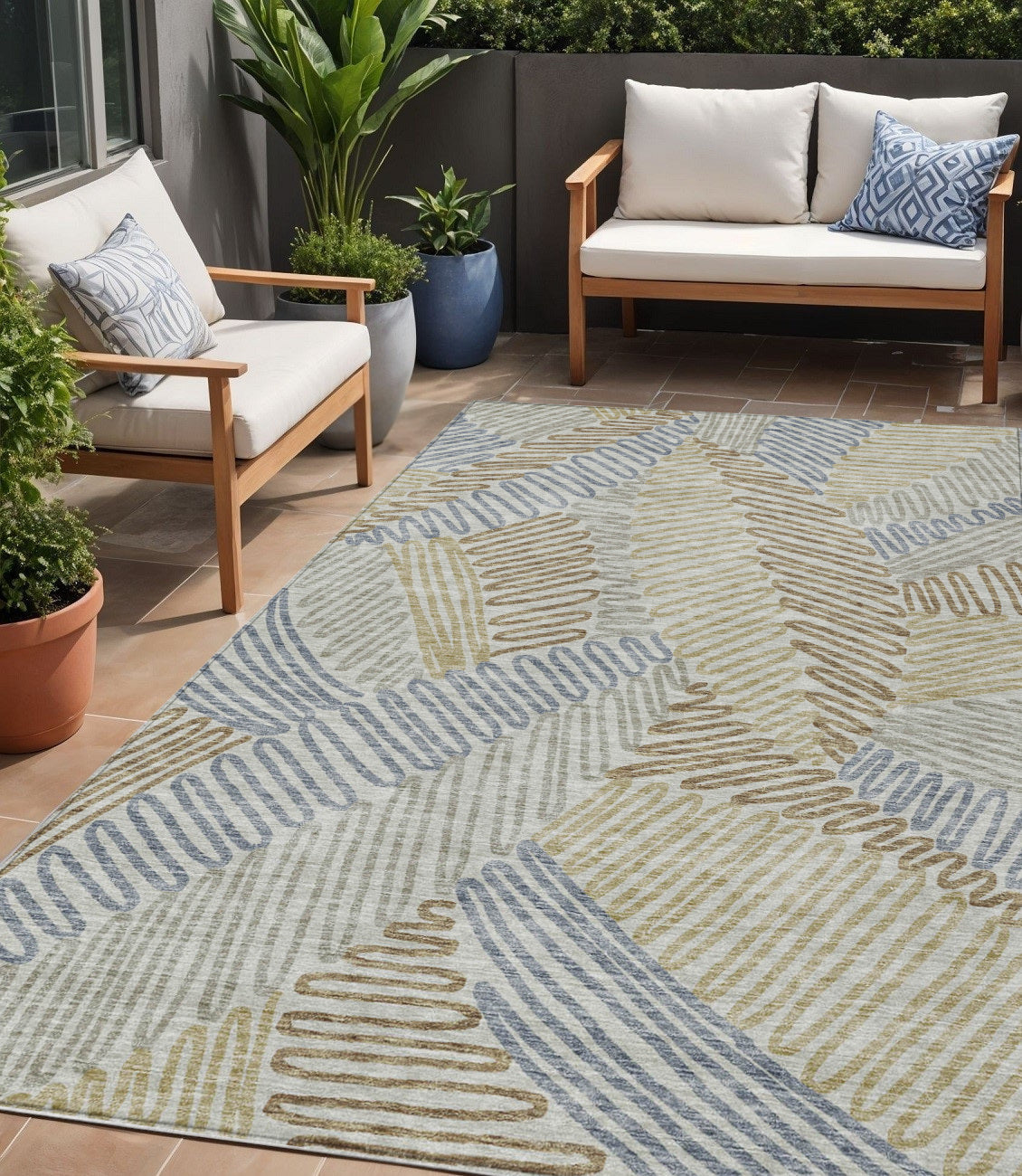 5 X 8 Taupe Gray And Beige Floral Washable Indoor Outdoor Area Rug