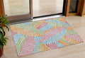 3 X 5 Blue Green And Pink Floral Washable Indoor Outdoor Area Rug
