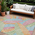 9 X 12 Blue Green And Pink Floral Washable Indoor Outdoor Area Rug