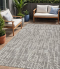 5 X 8 Taupe And Beige Tribal Washable Indoor Outdoor Area Rug
