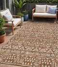 5 X 8 Terra Cotta And Beige Southwestern Washable Indoor Outdoor Area Rug