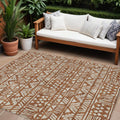 10 X 14 Terra Cotta And Beige Southwestern Washable Indoor Outdoor Area Rug