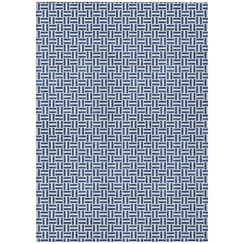 3 X 5 Navy Blue And Gray Geometric Washable Indoor Outdoor Area Rug