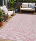 5 X 8 Pink And Silver Geometric Washable Indoor Outdoor Area Rug