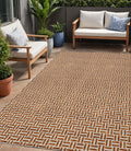 5 X 8 Copper And Beige Geometric Washable Indoor Outdoor Area Rug