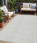 5 X 8 Silver And Gray Geometric Washable Indoor Outdoor Area Rug