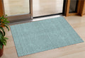 3 X 5 Teal Blue And Silver Geometric Washable Indoor Outdoor Area Rug