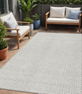 5 X 8 Taupe And Silver Geometric Washable Indoor Outdoor Area Rug