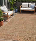5 X 8 Copper Brown And Beige Geometric Washable Indoor Outdoor Area Rug