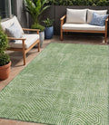 5 X 8 Green And Light Green Geometric Washable Indoor Outdoor Area Rug
