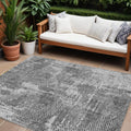 10 X 14 Gray And Charcoal Geometric Washable Indoor Outdoor Area Rug