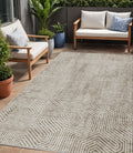 5 X 8 Taupe And Beige Geometric Washable Indoor Outdoor Area Rug