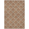 5 X 8 Brown Copper And Beige Geometric Washable Indoor Outdoor Area Rug