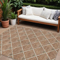10 X 14 Brown Copper And Beige Geometric Washable Indoor Outdoor Area Rug