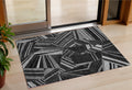 3 X 5 Black And Gray Geometric Washable Indoor Outdoor Area Rug