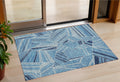 3 X 5 Blue And Teal Blue Geometric Washable Indoor Outdoor Area Rug