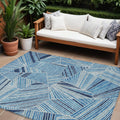 9 X 12 Blue And Teal Blue Geometric Washable Indoor Outdoor Area Rug
