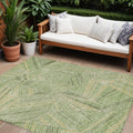10 X 14 Green And Olive Green Geometric Washable Indoor Outdoor Area Rug