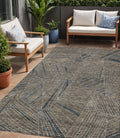 5 X 8 Brown Black And Gray Geometric Washable Indoor Outdoor Area Rug