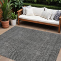 9 X 12 Charcoal And Gray Abstract Washable Indoor Outdoor Area Rug