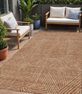5 X 8 Terra Cotta And Brown Abstract Washable Indoor Outdoor Area Rug