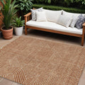 9 X 12 Terra Cotta And Brown Abstract Washable Indoor Outdoor Area Rug